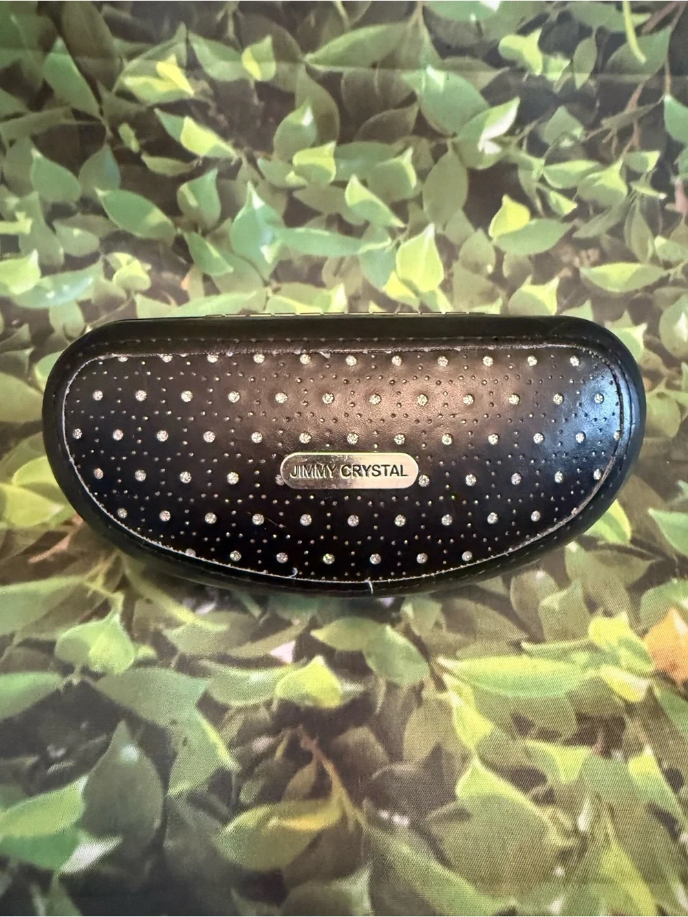 Jimmy Crystal Black Crystal-Embellished Glasses Case